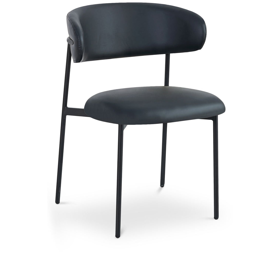 Lupita Vegan Leather Upholstered Dining Chair — Black / Matte Black