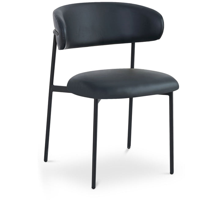Lupita Vegan Leather Upholstered Dining Chair — Black / Matte Black