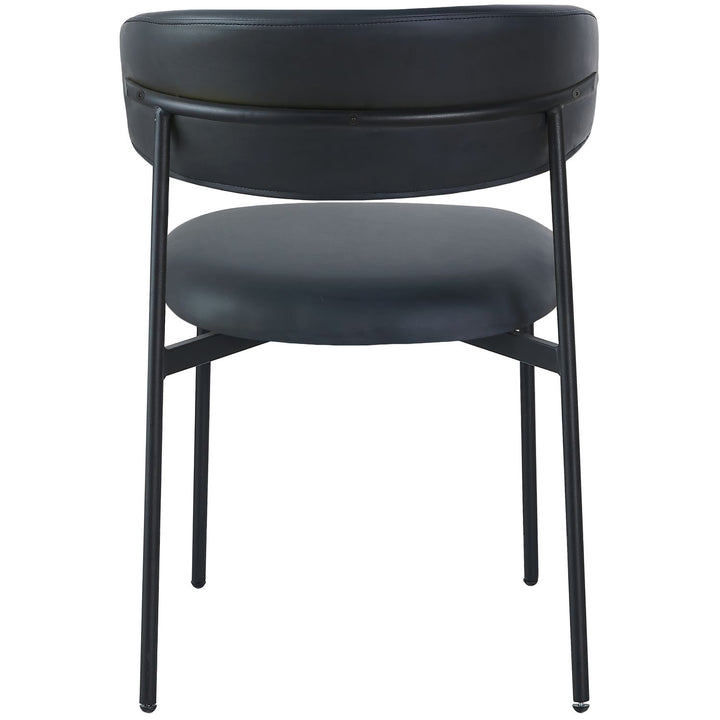 Lupita Vegan Leather Upholstered Dining Chair — Black / Matte Black