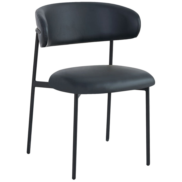 Lupita Vegan Leather Upholstered Dining Chair — Black / Matte Black