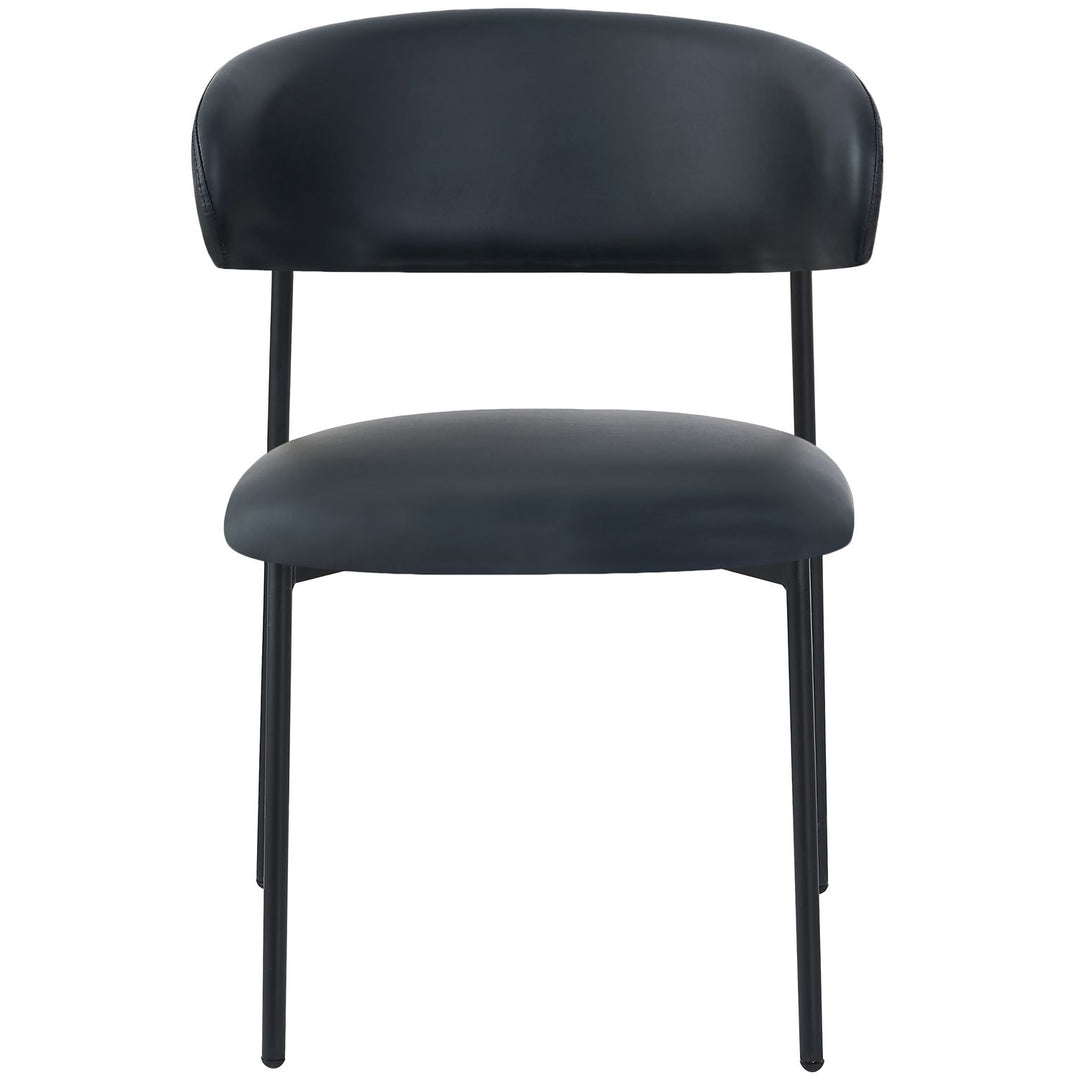 Lupita Vegan Leather Upholstered Dining Chair — Black / Matte Black
