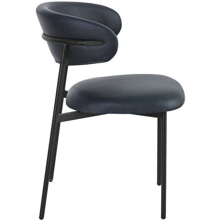 Lupita Vegan Leather Upholstered Dining Chair — Black / Matte Black
