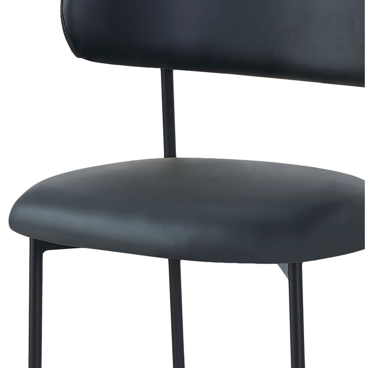 Lupita Vegan Leather Upholstered Dining Chair — Black / Matte Black