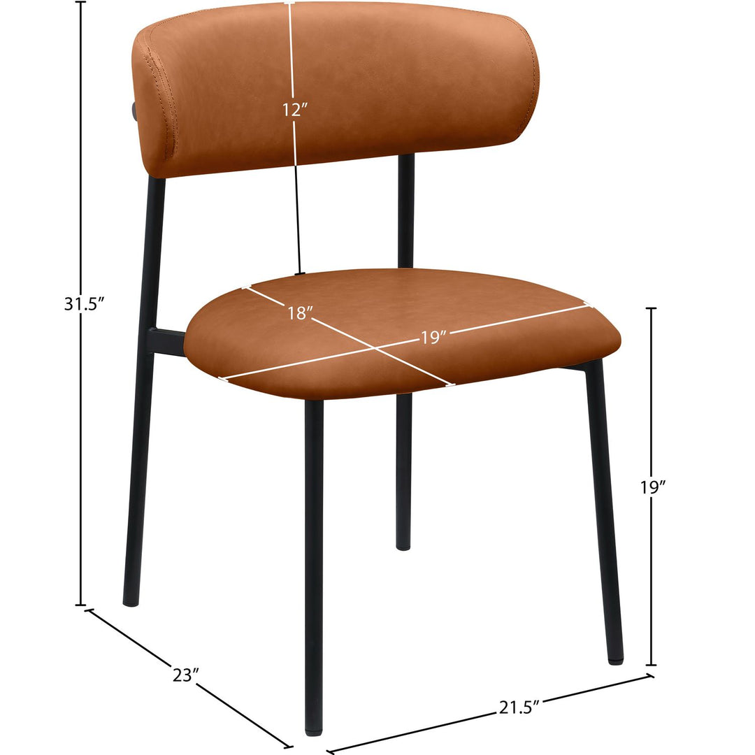 Lupita Vegan Leather Upholstered Dining Chair — Cognac / Matte Black