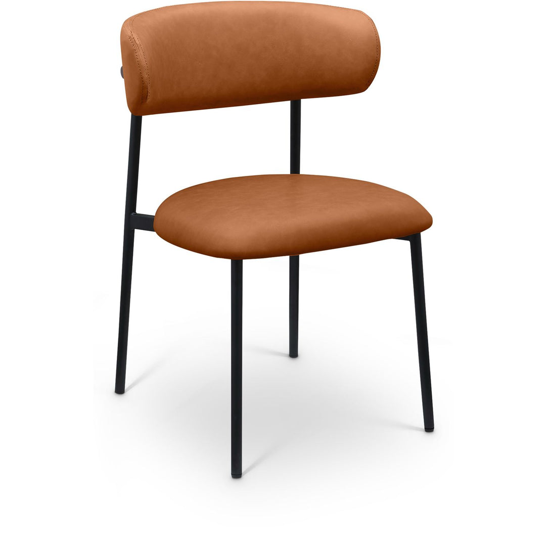Lupita Vegan Leather Upholstered Dining Chair — Cognac / Matte Black