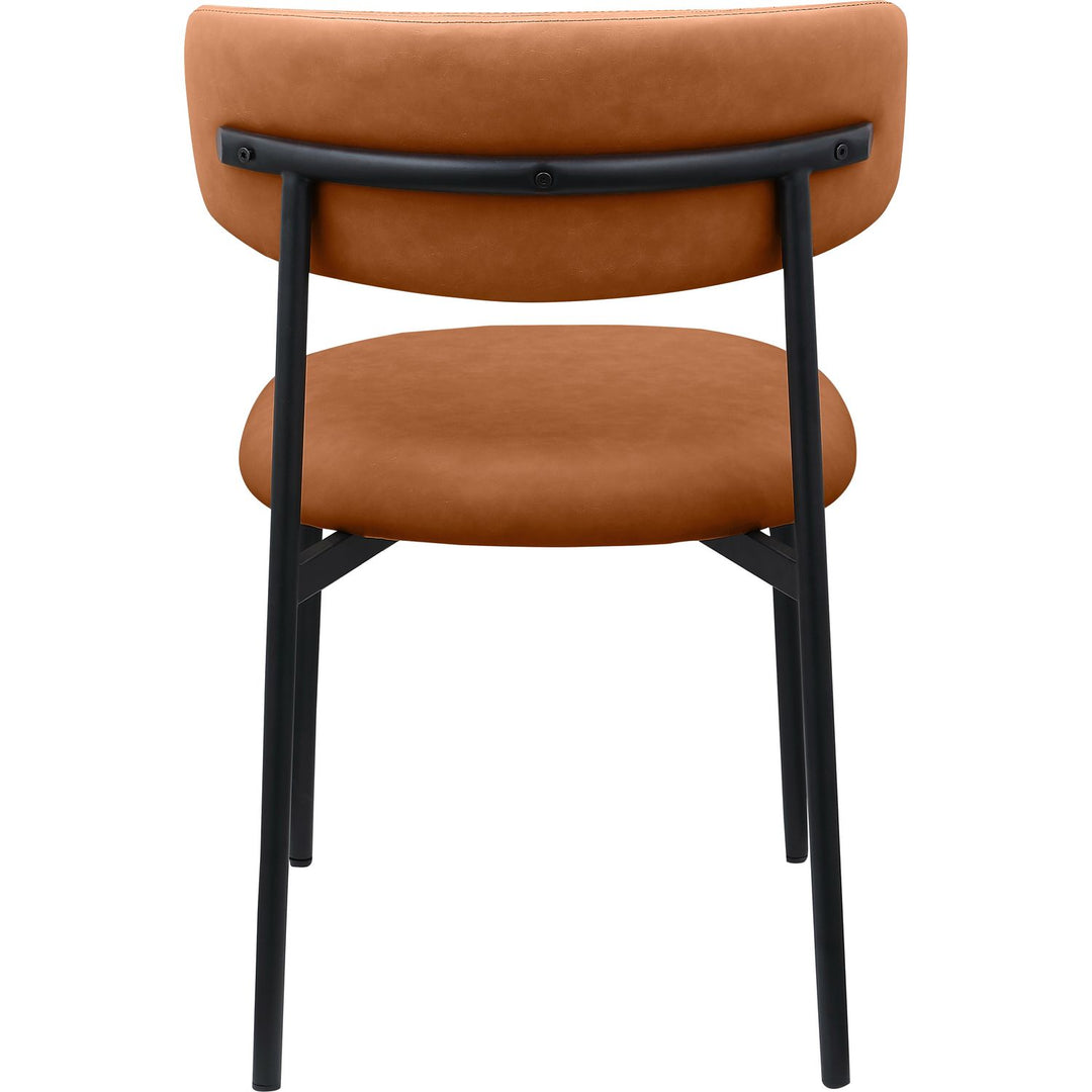 Lupita Vegan Leather Upholstered Dining Chair — Cognac / Matte Black