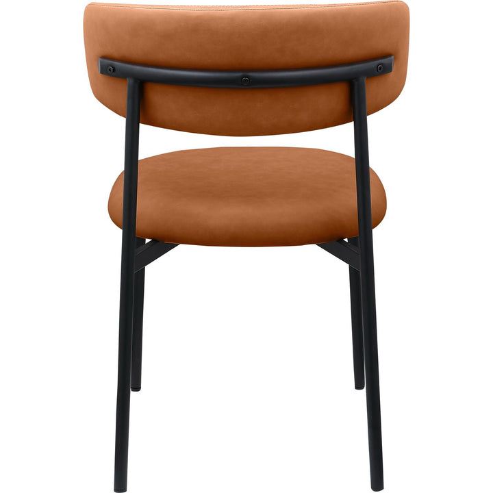 Lupita Vegan Leather Upholstered Dining Chair — Cognac / Matte Black