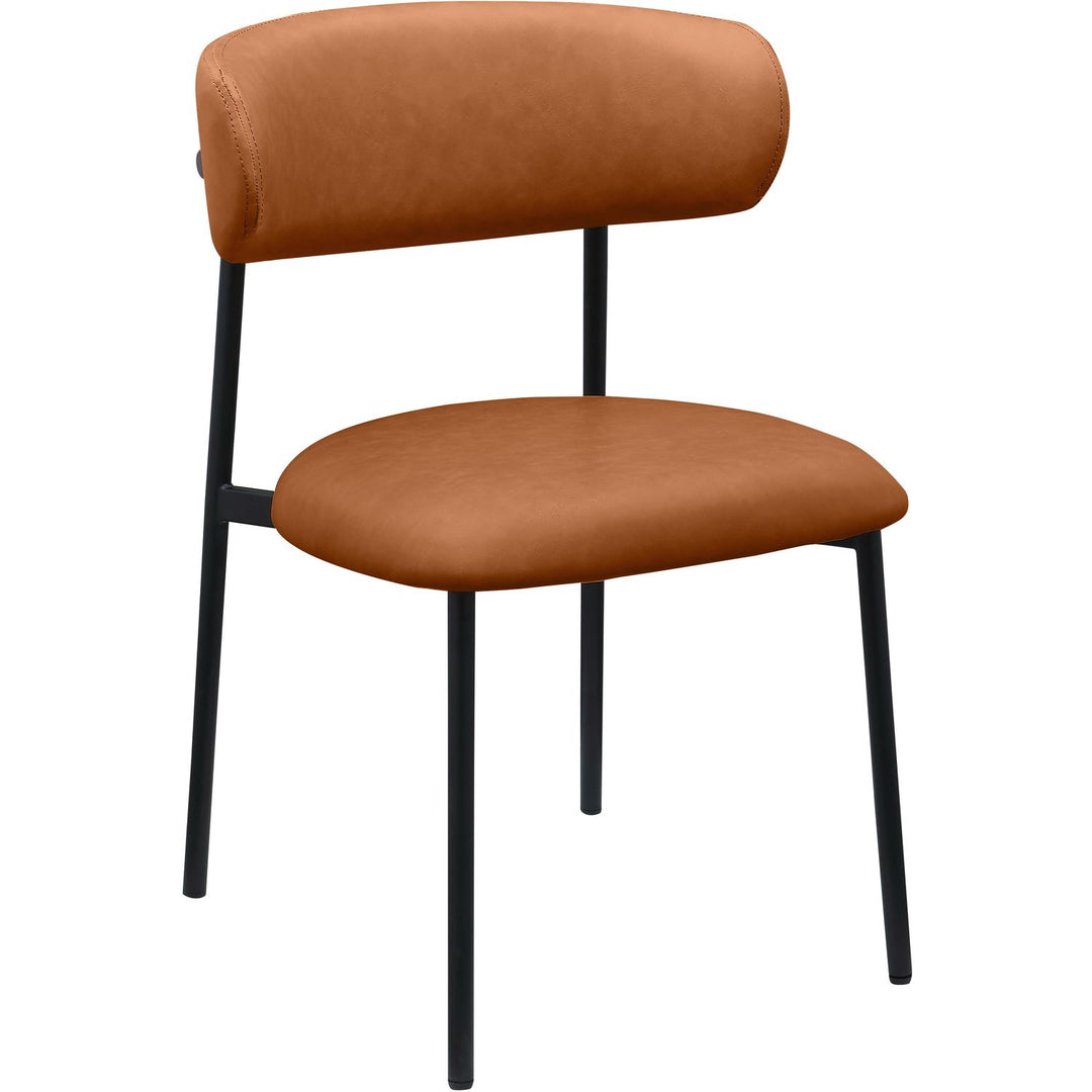 Lupita Vegan Leather Upholstered Dining Chair — Cognac / Matte Black