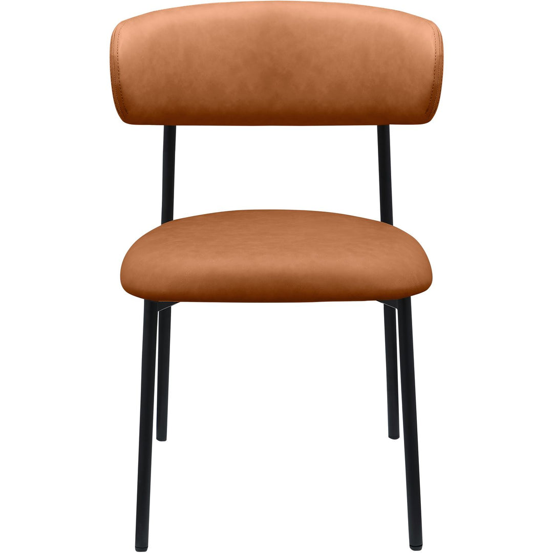 Lupita Vegan Leather Upholstered Dining Chair — Cognac / Matte Black