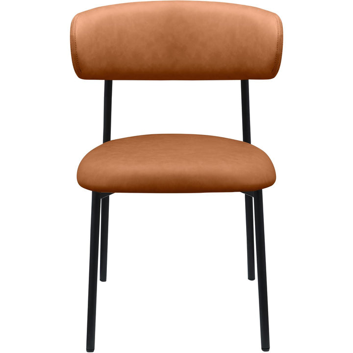 Lupita Vegan Leather Upholstered Dining Chair — Cognac / Matte Black