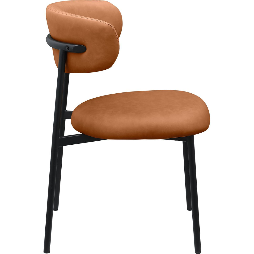 Lupita Vegan Leather Upholstered Dining Chair — Cognac / Matte Black
