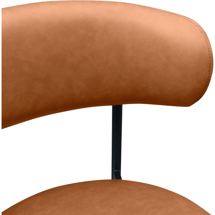 Lupita Vegan Leather Upholstered Dining Chair — Cognac / Matte Black