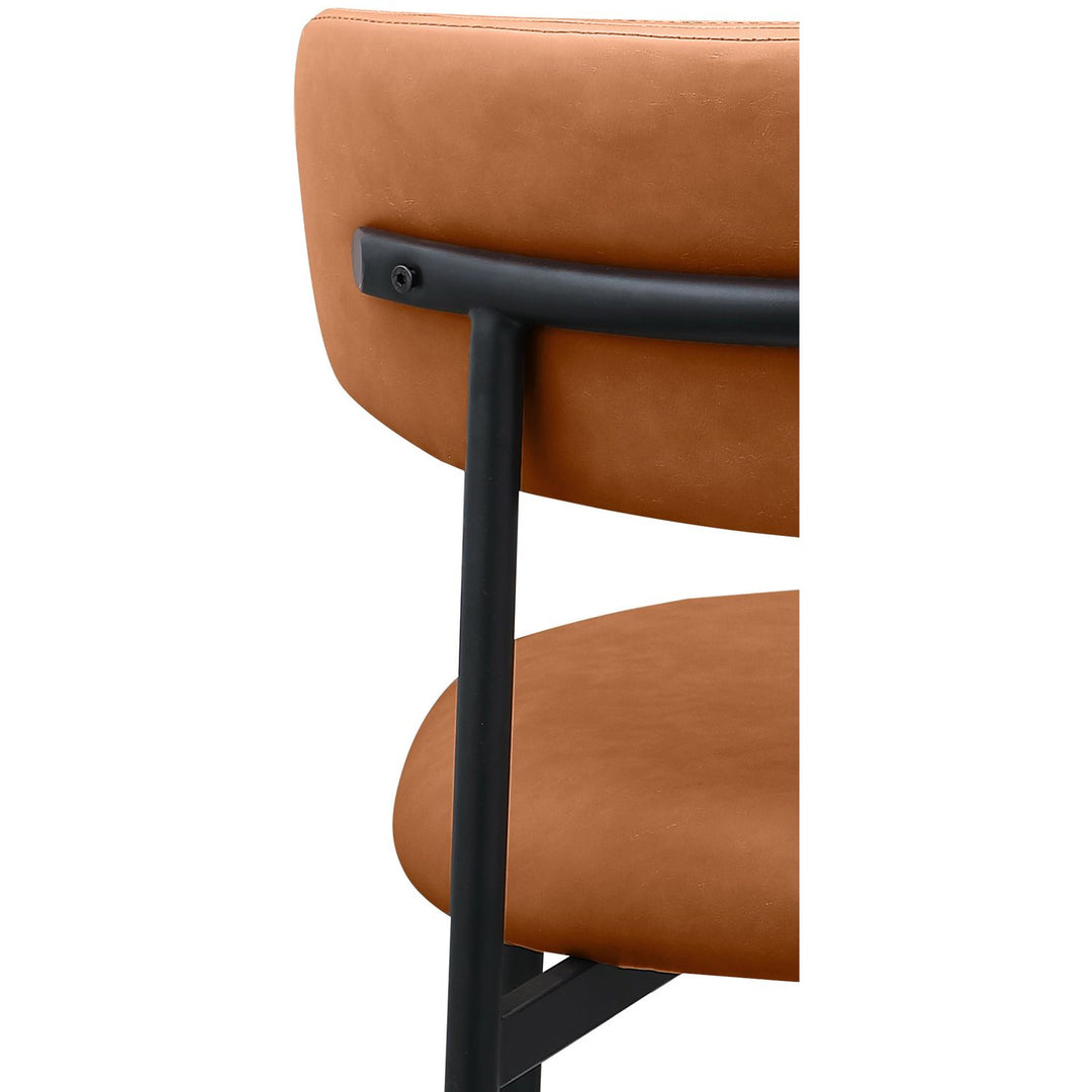 Lupita Vegan Leather Upholstered Dining Chair — Cognac / Matte Black