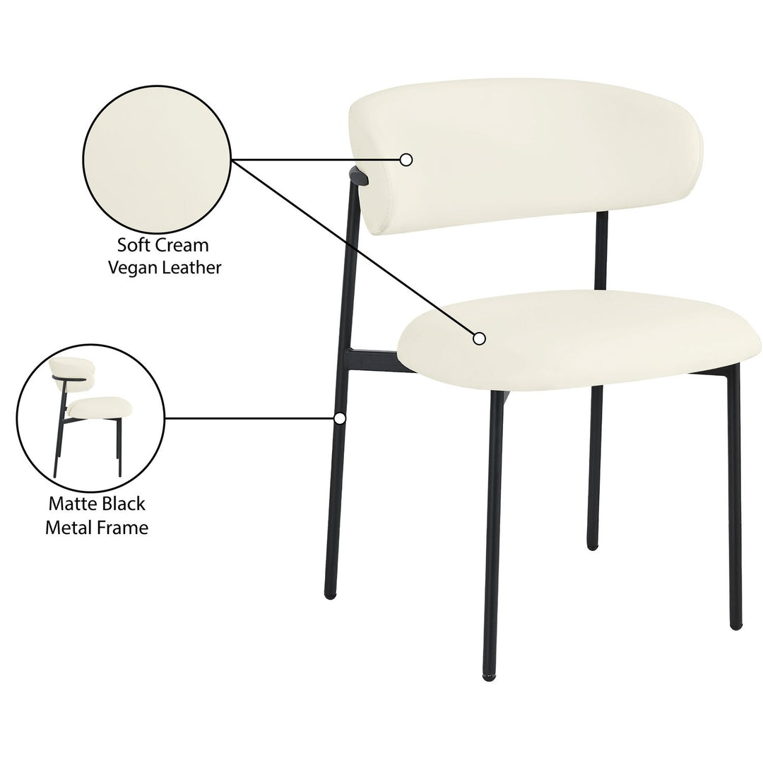 Lupita Vegan Leather Upholstered Dining Chair — Cream / Matte Black