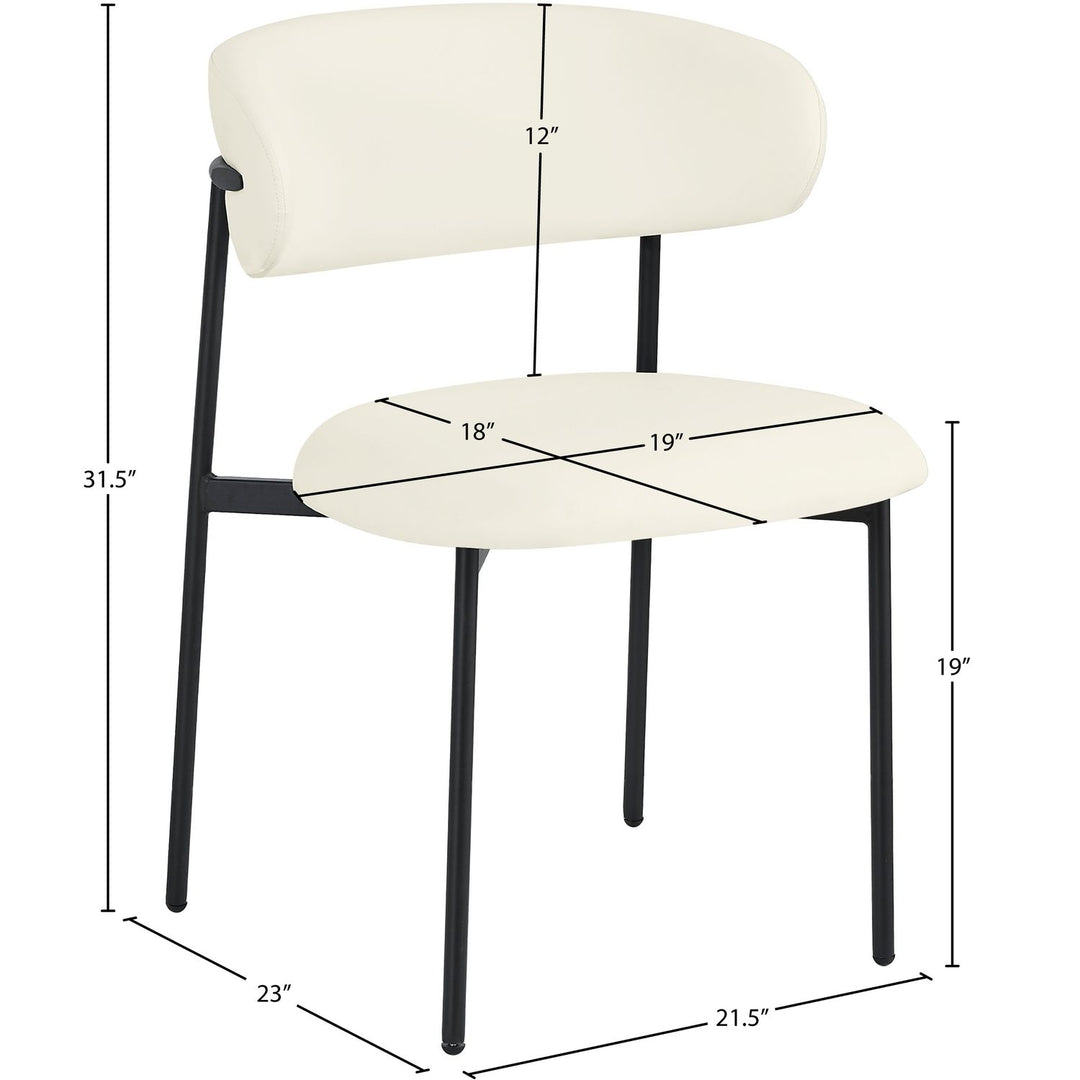 Lupita Vegan Leather Upholstered Dining Chair — Cream / Matte Black