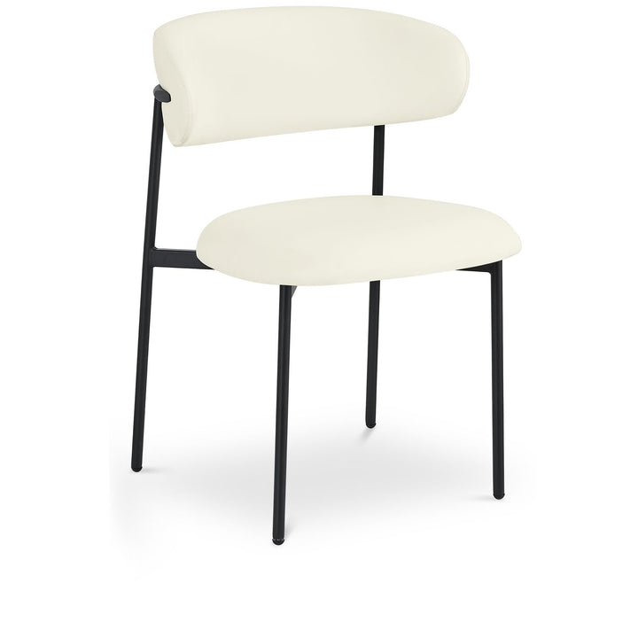 Lupita Vegan Leather Upholstered Dining Chair — Cream / Matte Black