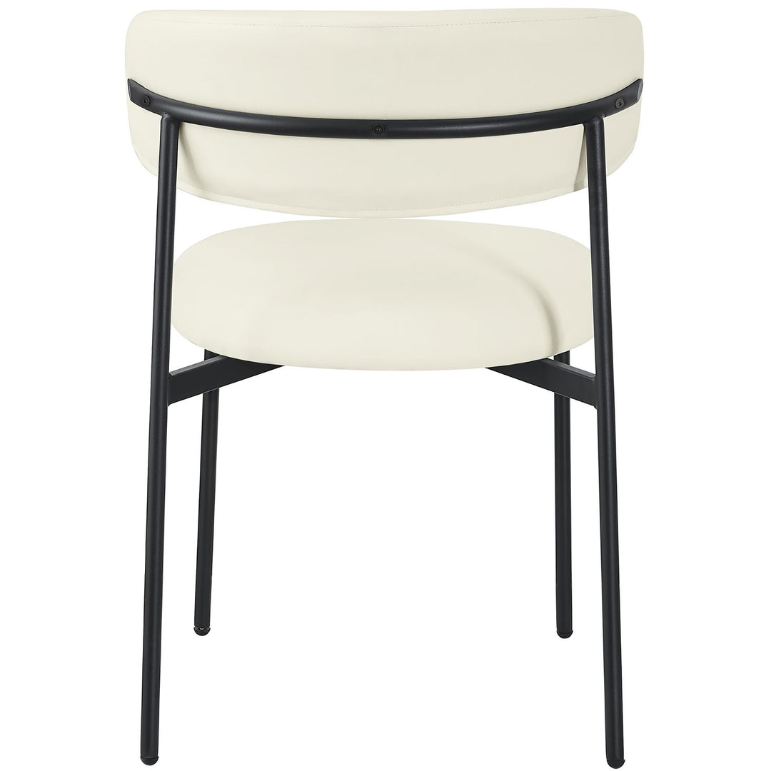 Lupita Vegan Leather Upholstered Dining Chair — Cream / Matte Black