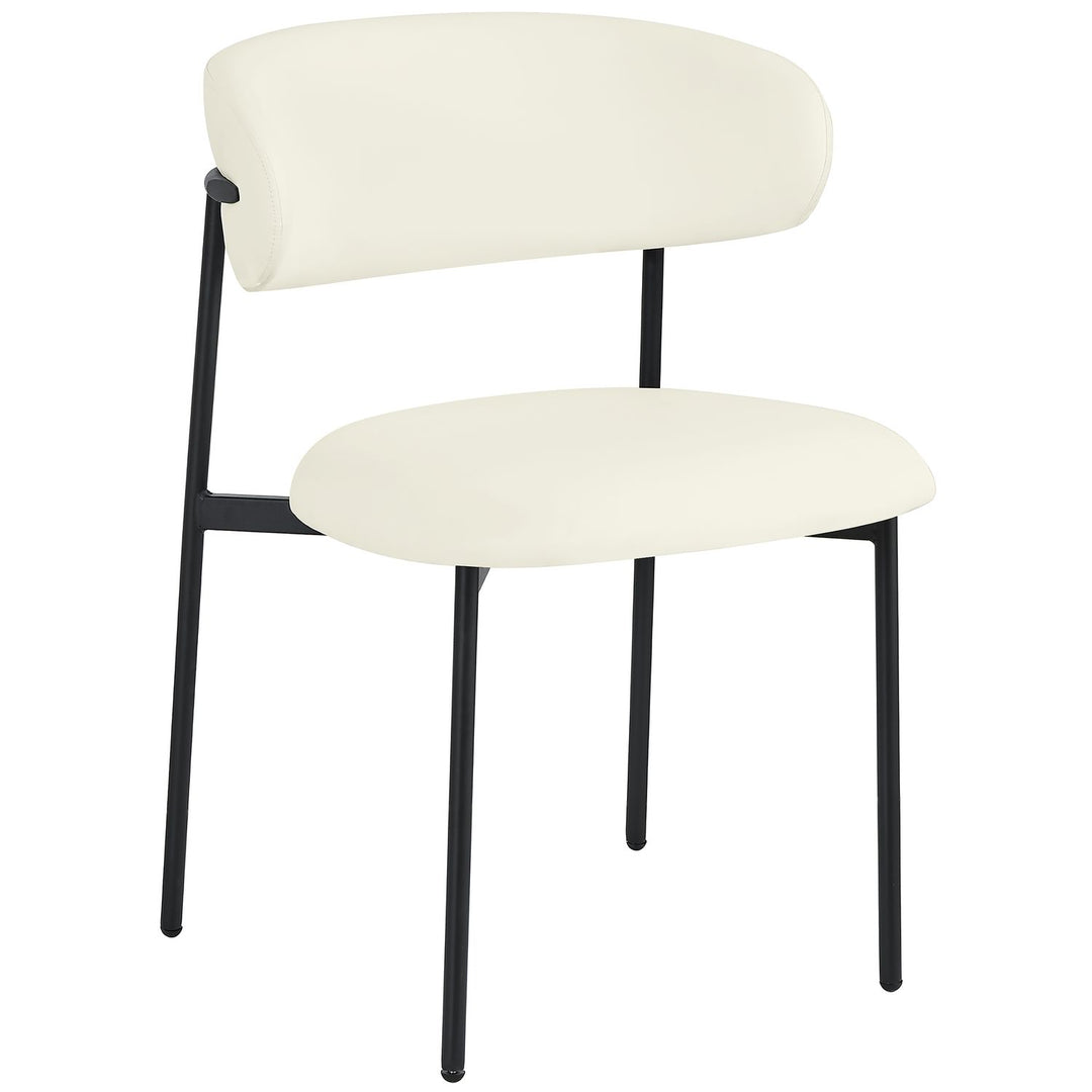 Lupita Vegan Leather Upholstered Dining Chair — Cream / Matte Black