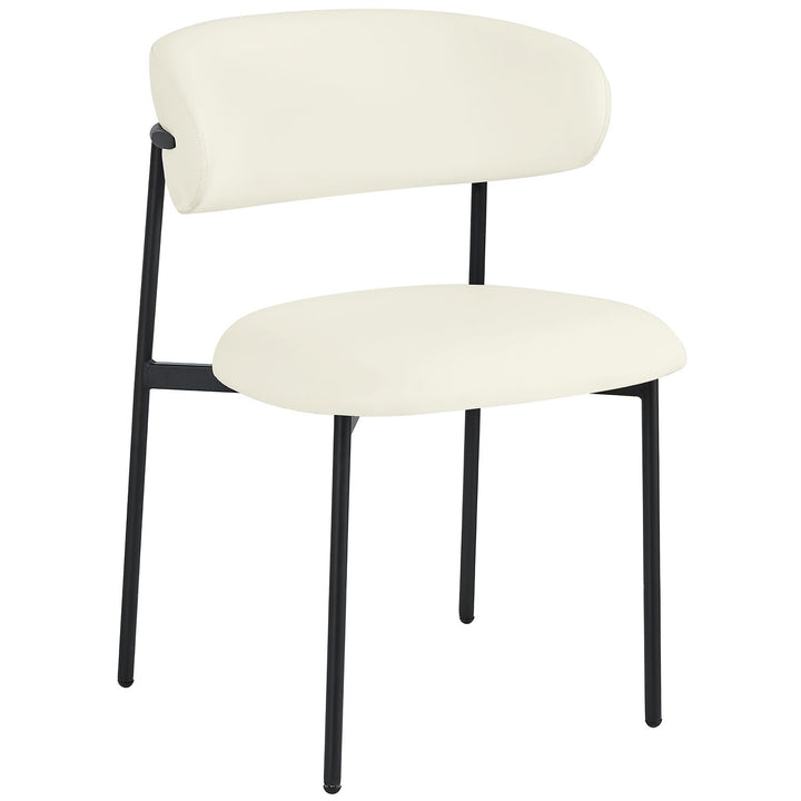 Lupita Vegan Leather Upholstered Dining Chair — Cream / Matte Black