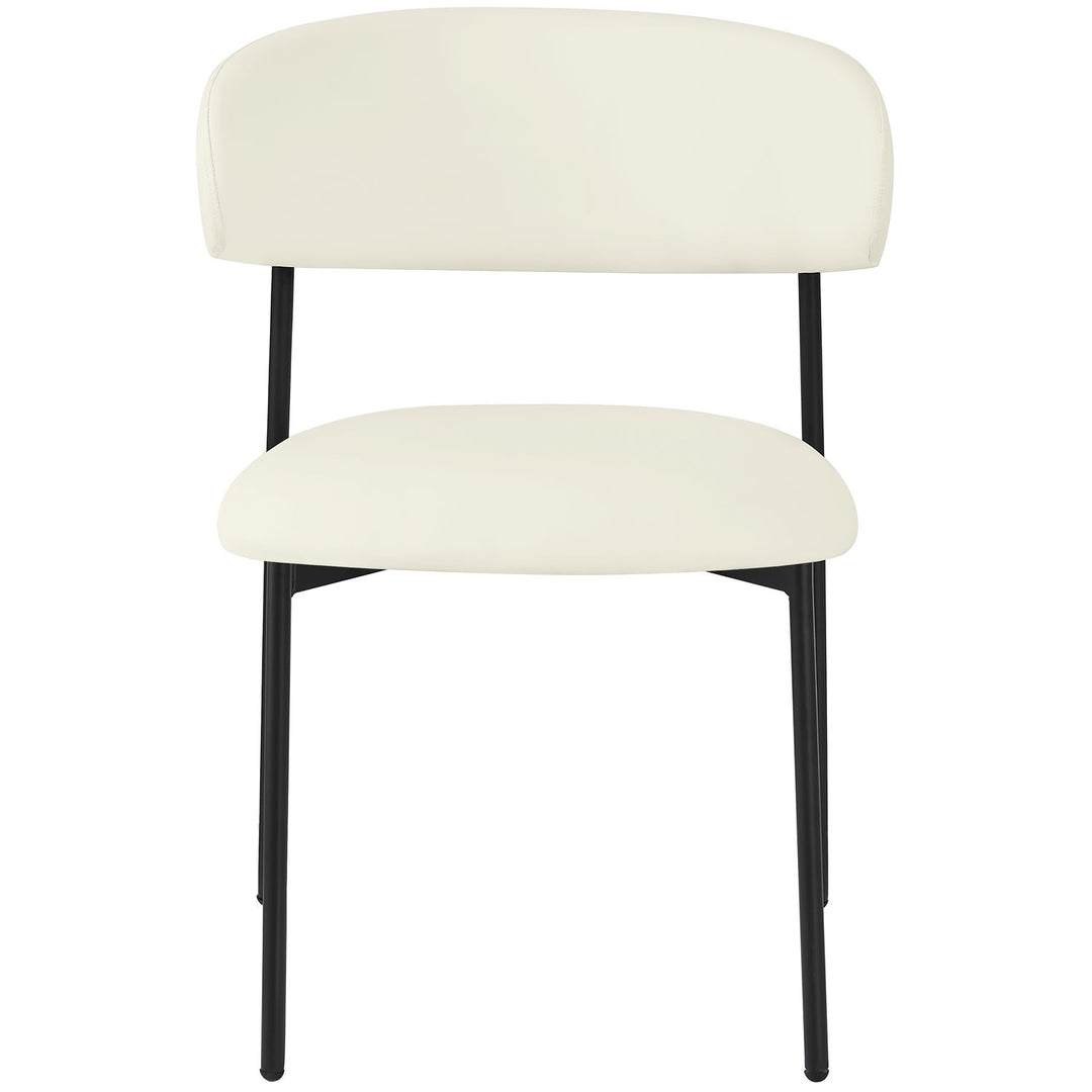 Lupita Vegan Leather Upholstered Dining Chair — Cream / Matte Black