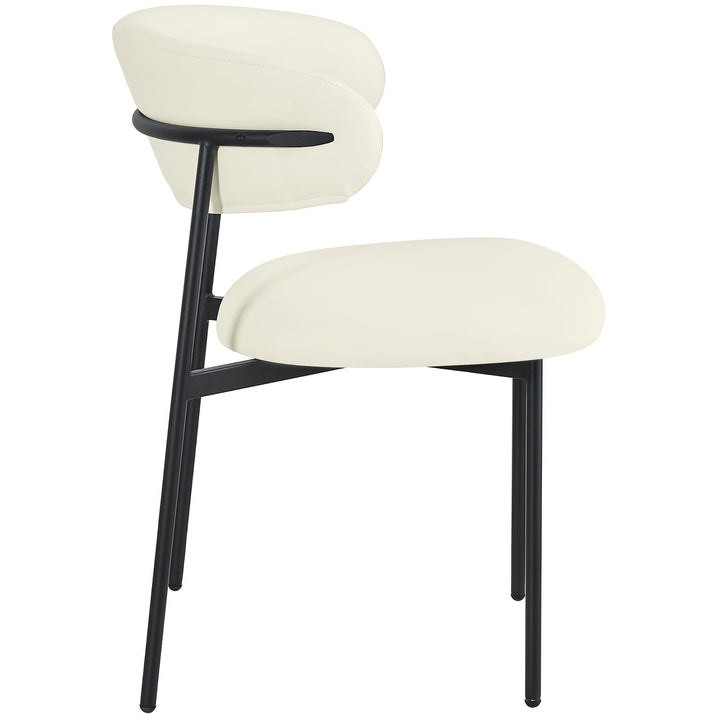 Lupita Vegan Leather Upholstered Dining Chair — Cream / Matte Black