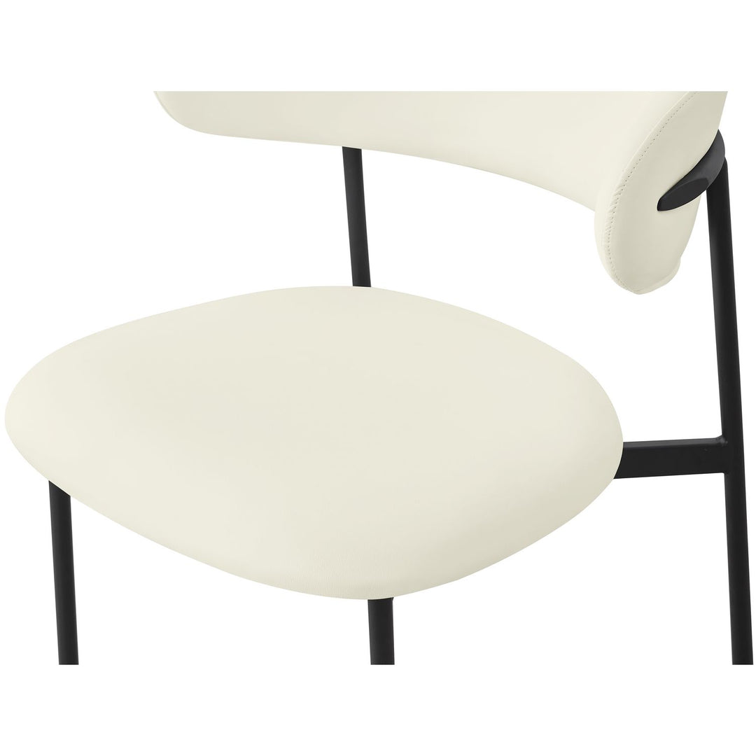 Lupita Vegan Leather Upholstered Dining Chair — Cream / Matte Black