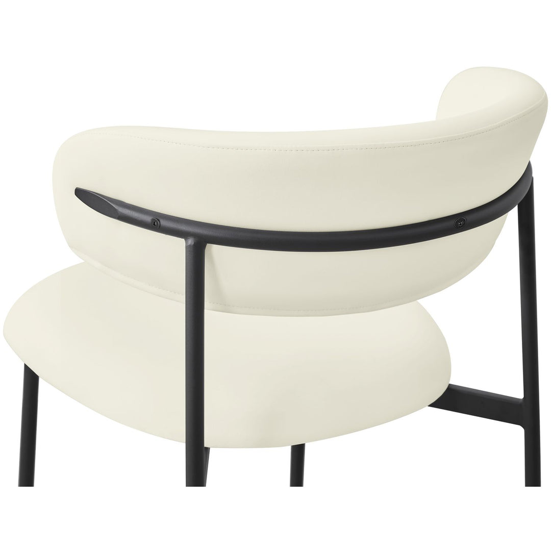 Lupita Vegan Leather Upholstered Dining Chair — Cream / Matte Black