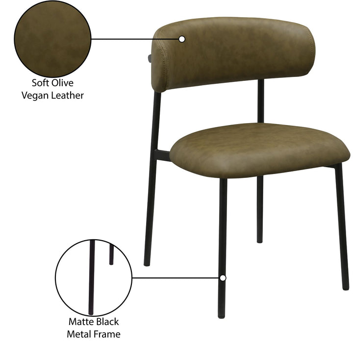 Lupita Vegan Leather Upholstered Dining Chair — Olive / Matte Black