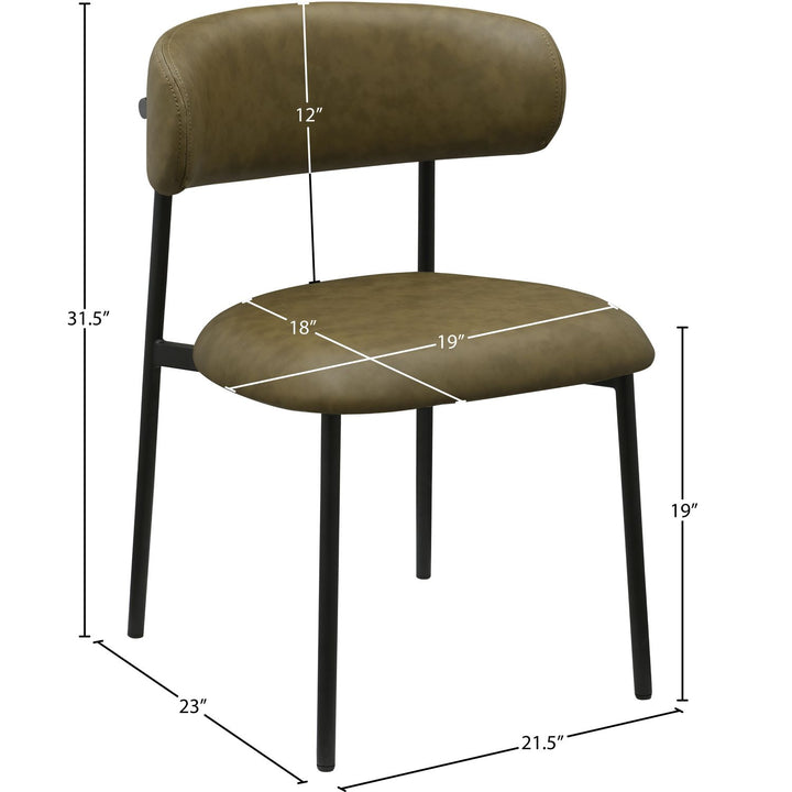 Lupita Vegan Leather Upholstered Dining Chair — Olive / Matte Black