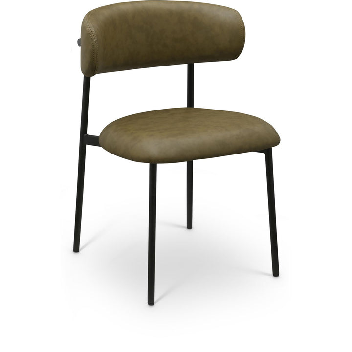 Lupita Vegan Leather Upholstered Dining Chair — Olive / Matte Black