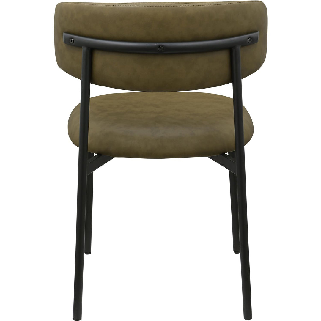Lupita Vegan Leather Upholstered Dining Chair — Olive / Matte Black