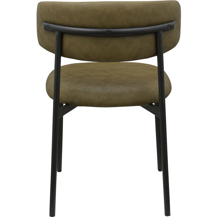 Lupita Vegan Leather Upholstered Dining Chair — Olive / Matte Black