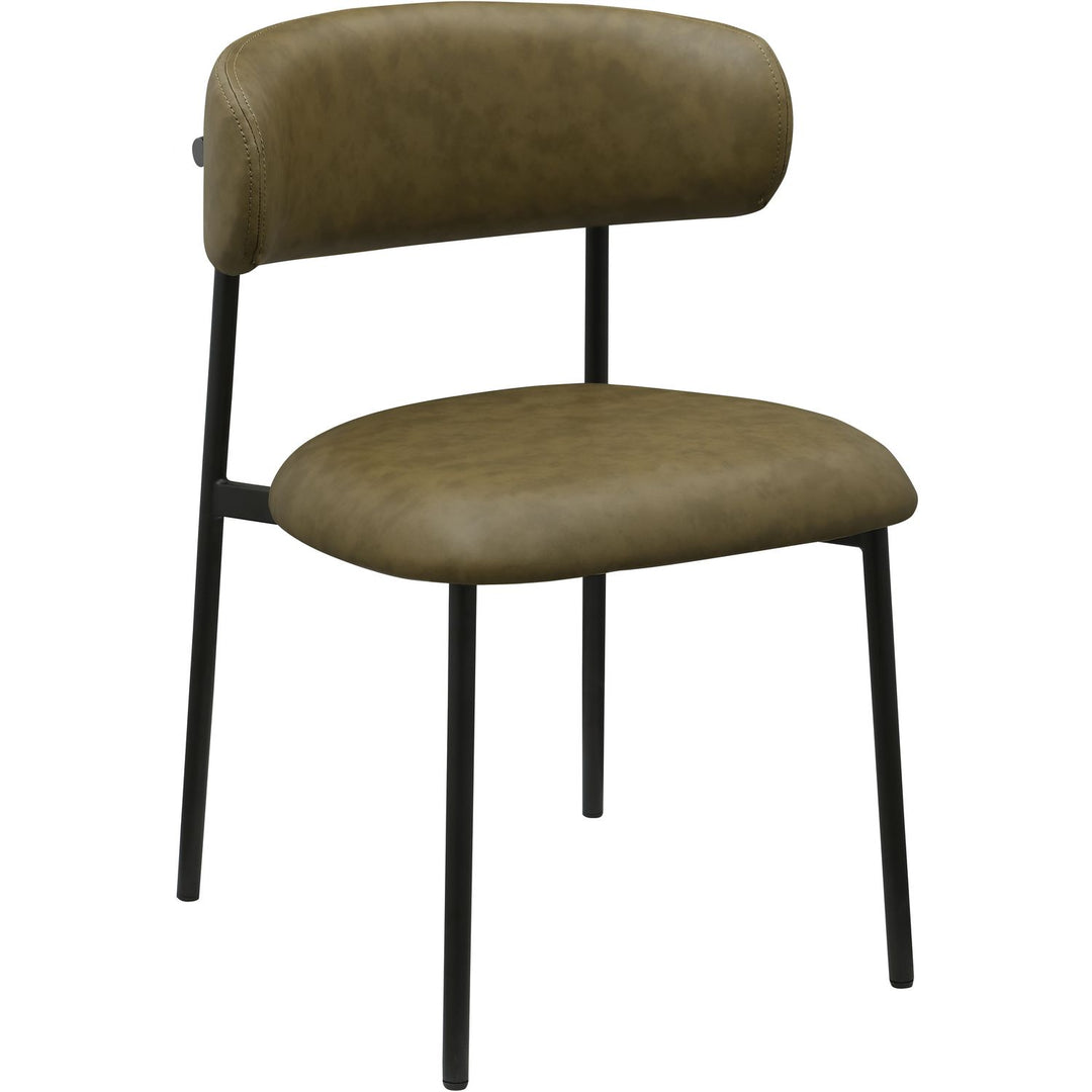 Lupita Vegan Leather Upholstered Dining Chair — Olive / Matte Black
