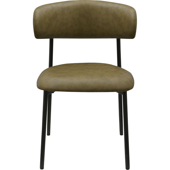 Lupita Vegan Leather Upholstered Dining Chair — Olive / Matte Black