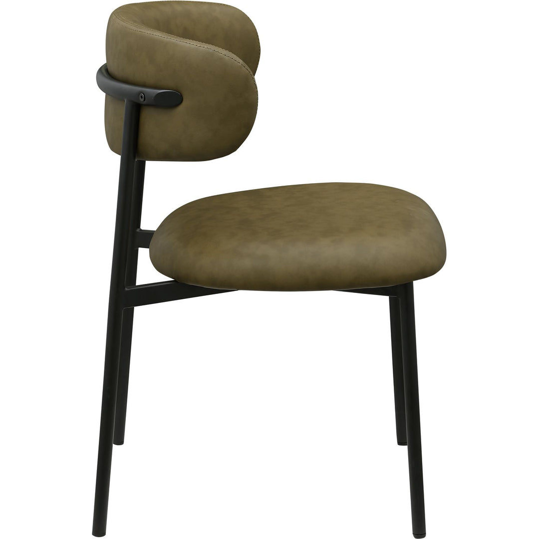 Lupita Vegan Leather Upholstered Dining Chair — Olive / Matte Black