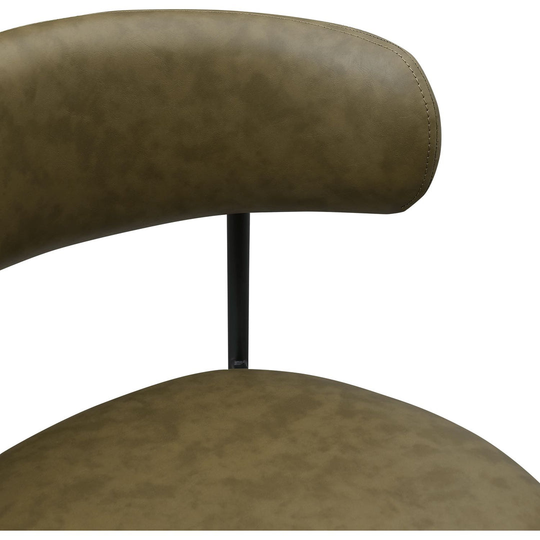Lupita Vegan Leather Upholstered Dining Chair — Olive / Matte Black