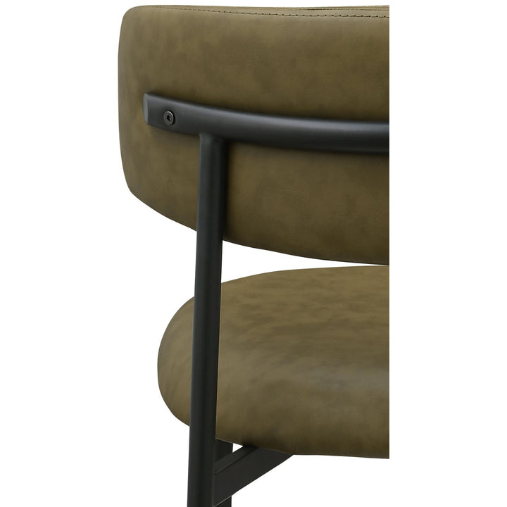 Lupita Vegan Leather Upholstered Dining Chair — Olive / Matte Black