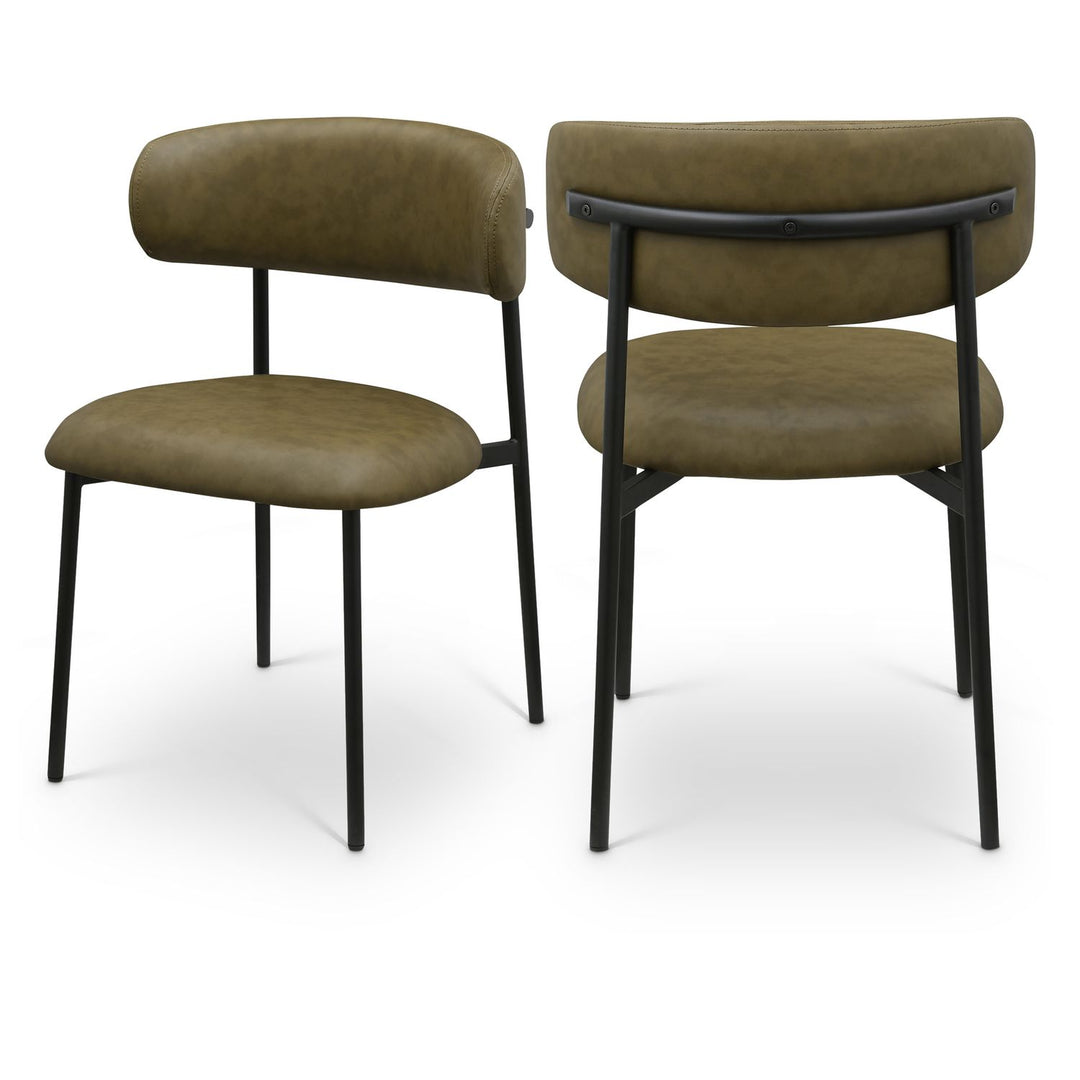 Lupita Olive Vegan Leather Upholstered Dining Chair