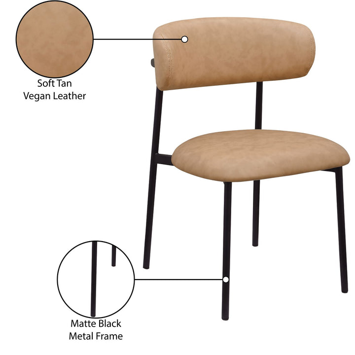 Lupita Vegan Leather Upholstered Dining Chair — Tan / Matte Black