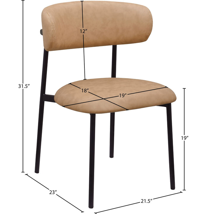 Lupita Vegan Leather Upholstered Dining Chair — Tan / Matte Black