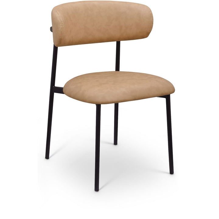 Lupita Vegan Leather Upholstered Dining Chair — Tan / Matte Black