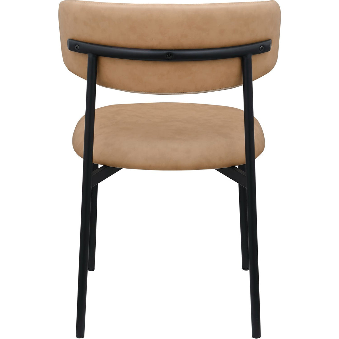 Lupita Vegan Leather Upholstered Dining Chair — Tan / Matte Black