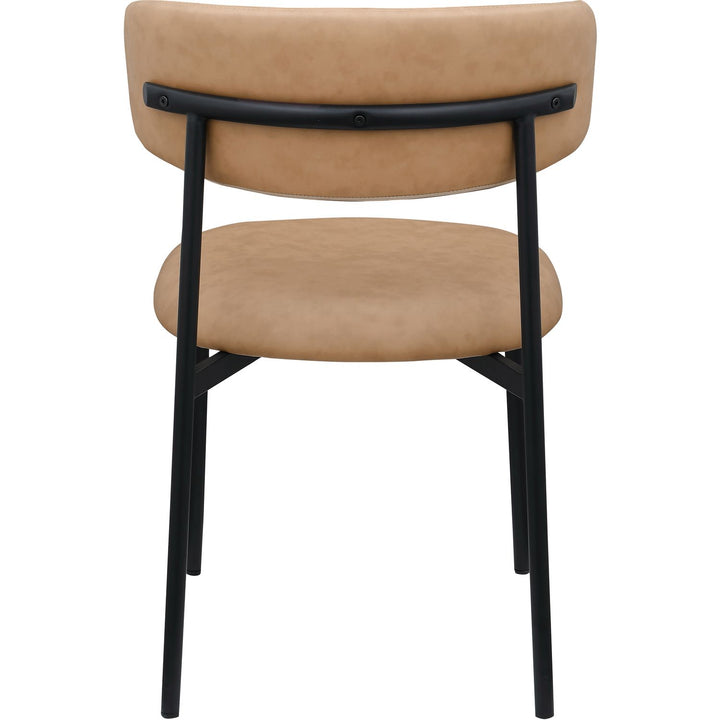 Lupita Vegan Leather Upholstered Dining Chair — Tan / Matte Black