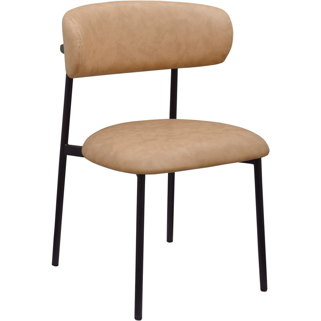 Lupita Vegan Leather Upholstered Dining Chair — Tan / Matte Black
