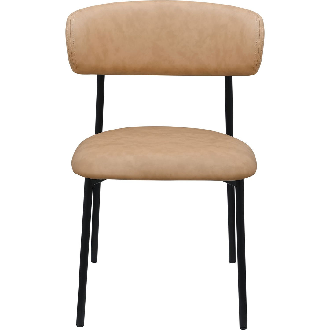 Lupita Vegan Leather Upholstered Dining Chair — Tan / Matte Black