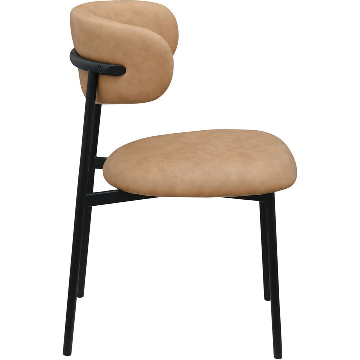 Lupita Vegan Leather Upholstered Dining Chair — Tan / Matte Black