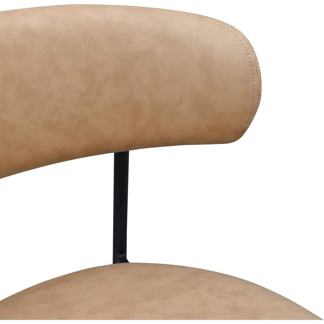 Lupita Vegan Leather Upholstered Dining Chair — Tan / Matte Black