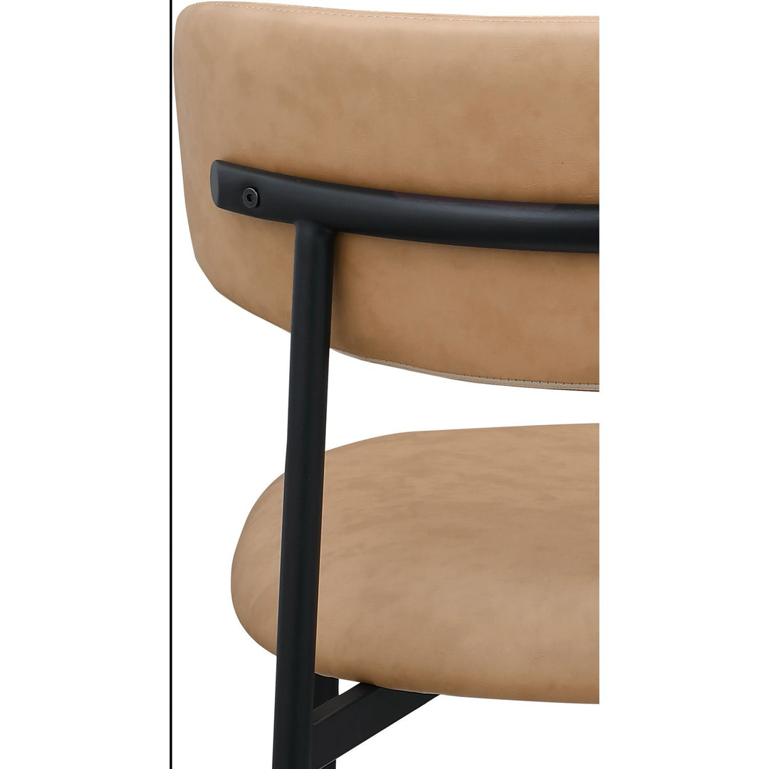 Lupita Vegan Leather Upholstered Dining Chair — Tan / Matte Black