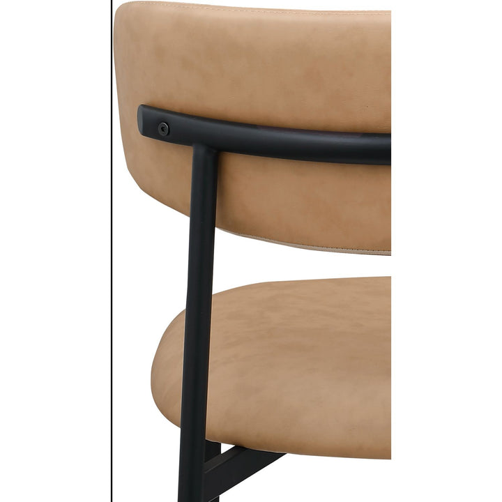 Lupita Vegan Leather Upholstered Dining Chair — Tan / Matte Black