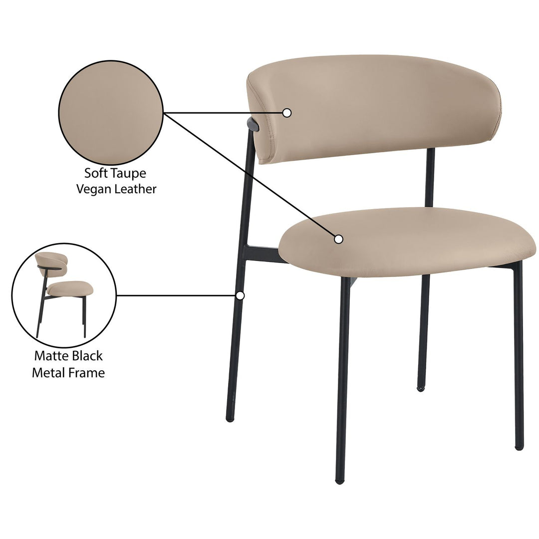 Lupita Vegan Leather Upholstered Dining Chair — Taupe / Matte Black